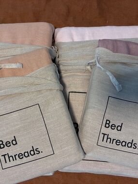 NWT Bed Threads 100% Flax Linen Bedding Set Terracotta Rosewater Lavender Duvet